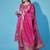 Floral printed silk blend round neck kurta trouser & dupatta set