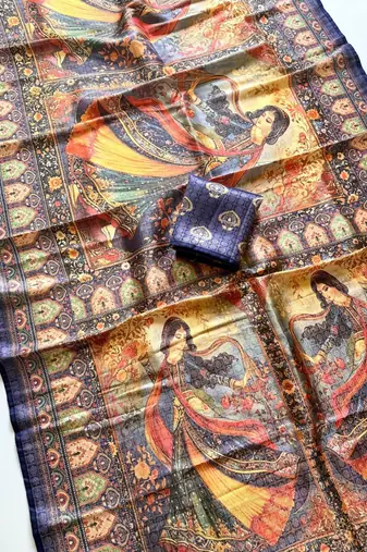 dark purple dharmavaram big figure printing type printed jaqurad saree