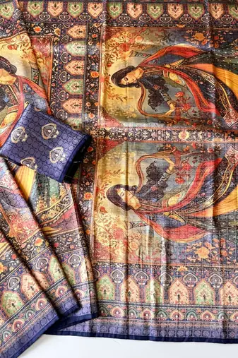 dark purple dharmavaram big figure printing type printed jaqurad saree