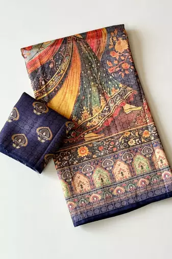 dark purple dharmavaram big figure printing type printed jaqurad saree