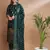 Floral printed cotton silk round neck kurta trouser & dupatta set