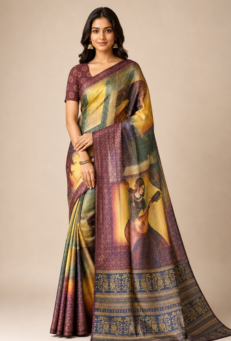 wine dharmavaram big figure printing type printed jaqurad saree