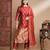 Floral printed cotton silk round neck kurta trouser & dupatta set