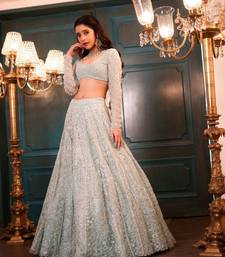 Mint Green Butterfly Soft Net Lehenga Choli 