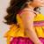Yellow & pink embellished polyester top with lehenga ethnic wear