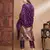 Floral printed cotton silk round neck kurta trouser & dupatta set