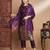 Floral printed cotton silk round neck kurta trouser & dupatta set