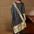 Floral embroidered cotton silk round neck kurta trouser & dupatta set