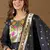 Floral embroidered cotton silk round neck kurta trouser & dupatta set