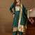 Floral embroidered cotton silk round neck kurta trouser & dupatta set