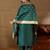 Floral embroidered cotton silk round neck kurta trouser & dupatta set