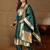 Floral embroidered cotton silk round neck kurta trouser & dupatta set