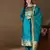 Floral embroidered cotton silk round neck kurta trouser & dupatta set