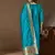 Floral embroidered cotton silk round neck kurta trouser & dupatta set