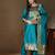 Floral embroidered cotton silk round neck kurta trouser & dupatta set