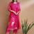 Floral printed cotton silk round neck kurta trouser & dupatta set
