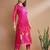 Floral printed cotton silk round neck kurta trouser & dupatta set