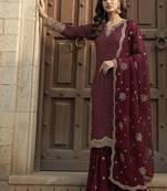 Red georgette party wear embroidery  suit set