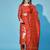 Floral printed cotton silk round neck kurta trouser & dupatta set