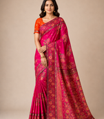 pink embroidery flower border with minakari jaqurad rajwada pasmina silk saree