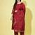 Floral printed cotton silk round neck kurta trouser & dupatta set