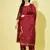 Floral printed cotton silk round neck kurta trouser & dupatta set