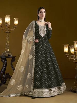  Black Chanderi Butti Taffeta Anarkali Suit 1