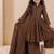 Girls brown roman silk pleated anarkali kurta with palazzo & dupatta set