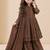 Girls brown roman silk pleated anarkali kurta with palazzo & dupatta set