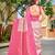 Banarasi satin blend saree floral zari woven saree with white color and pink border tassels with elegant look