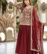 Maroon georgette  party wear embroidery  TOP LEHENGA  CHOLI