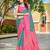 Banarasi satin silk saree floral zari woven saree with rama green and pink border tassels with elegant look