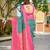 Banarasi satin silk saree floral zari woven saree with rama green and pink border tassels with elegant look