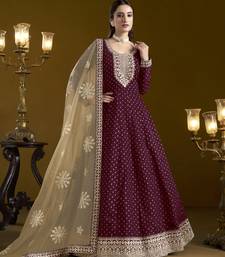 wine chanderi butti Anarkali Suit