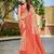 Banarasi satin silk saree floral zari woven saree with cream color and orange border tassel with elegance look