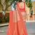 Banarasi satin silk saree floral zari woven saree with cream color and orange border tassel with elegance look
