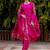 Floral printed cotton silk round neck kurta trouser & dupatta set