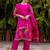 Floral printed cotton silk round neck kurta trouser & dupatta set