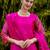 Floral printed cotton silk round neck kurta trouser & dupatta set