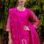Floral printed cotton silk round neck kurta trouser & dupatta set