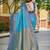 Banarasi satin silk saree floral zari woven saree with light and navi blue border tassels with elegance look