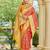 banarasi silk blend red & yellow saree with elegant floral buti design & jacquard border saree