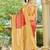banarasi silk blend red & yellow saree with elegant floral buti design & jacquard border saree