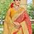 banarasi silk blend red & yellow saree with elegant floral buti design & jacquard border saree