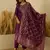Floral printed silk blend round neck kurta trouser & dupatta set