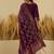 Floral printed silk blend round neck kurta trouser & dupatta set