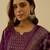 Floral printed silk blend round neck kurta trouser & dupatta set