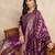 Floral printed silk blend round neck kurta trouser & dupatta set