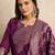 Floral printed silk blend round neck kurta trouser & dupatta set