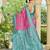 banarasi silk blend pink & blue saree with elegant floral buti design & jacquard border saree